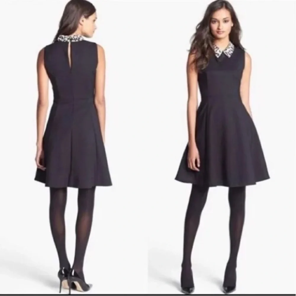 Kate Spade Black Dress with Animal Print Collar